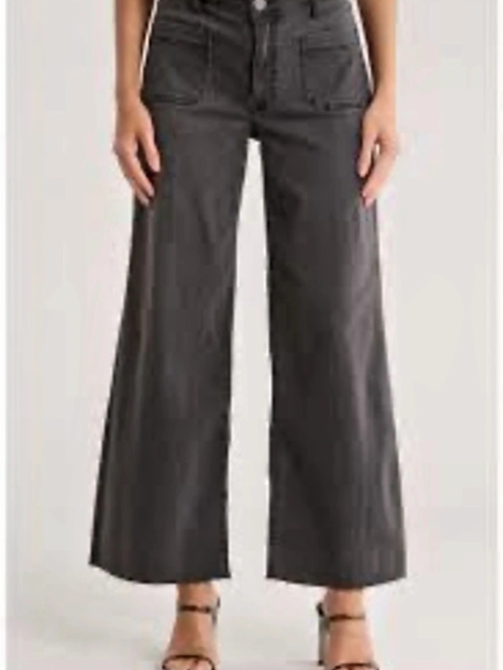 KUT from the Kloth Meg High Rise Patch Pocket Wide Leg Jeans Gray 12